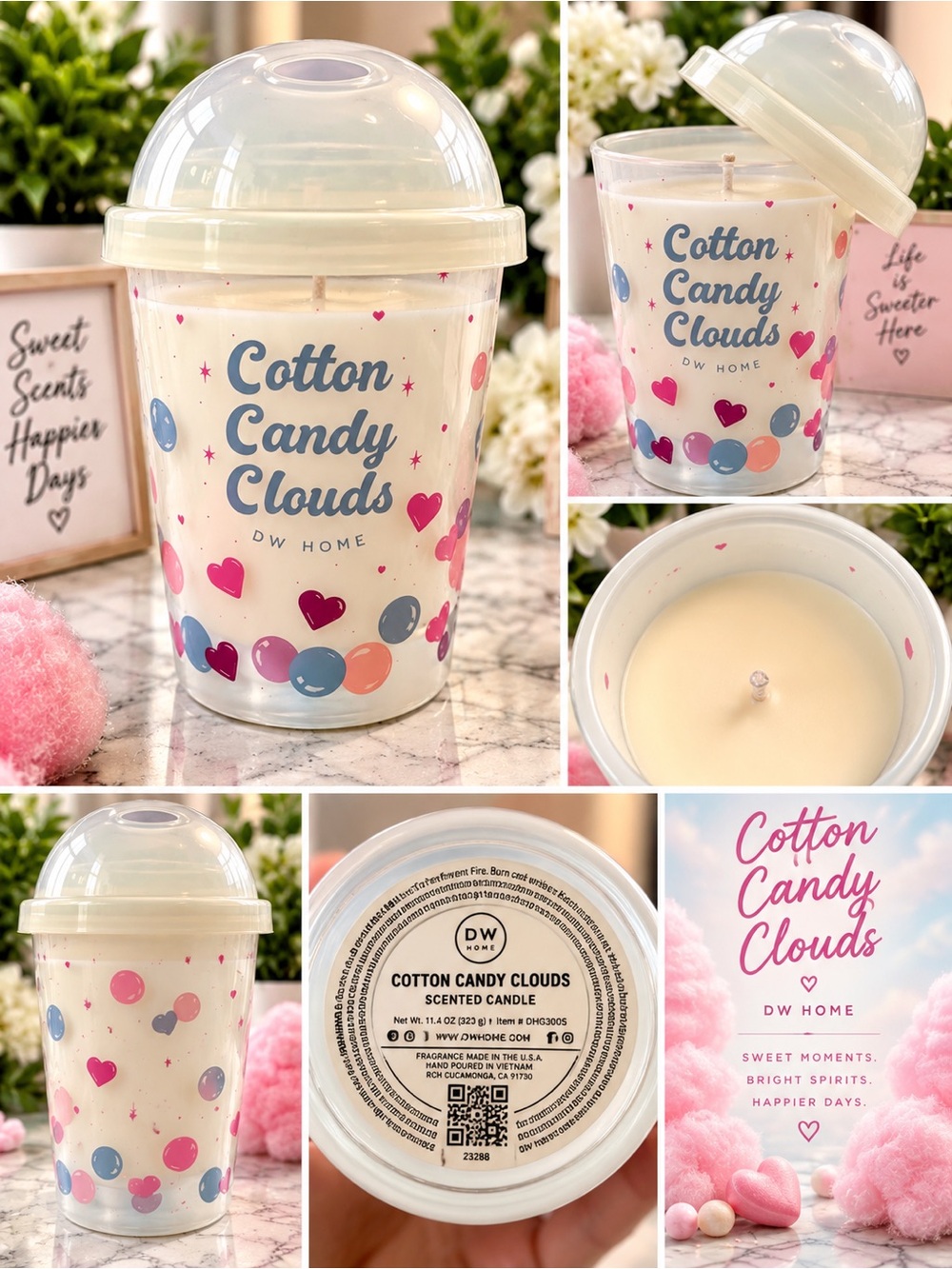 NEW DW Home Cotton Candy Clouds Candle 11.4 oz | Never Burned | Novelty Cup - Picture 2 of 2